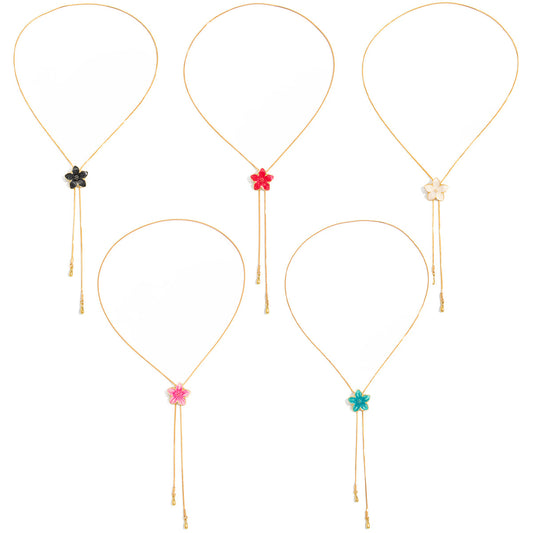 Pastoral Color Dripping Flower Pendant Necklace Adjustable Snake Bone Chain