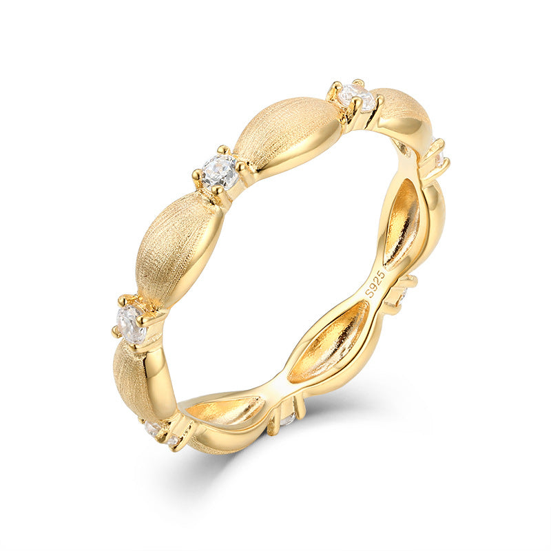 Planderful Zircon Ring For Women Sterling Silver Medieval Classic Brushed Finish Italian Craftsmanship Rice Shape