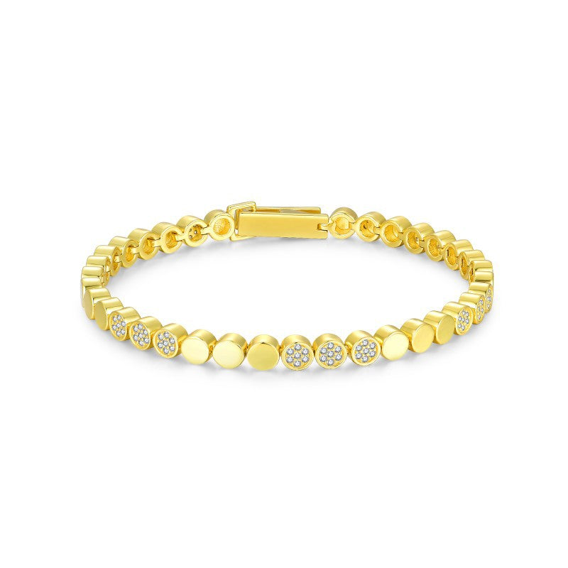 Planderful Moissanite Bracelet for Women Sparkling Round Bubble Design in Sterling Silver Plated Gold