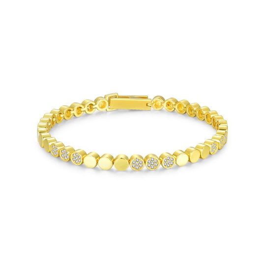 Planderful Moissanite Bracelet for Women Sparkling Round Bubble Design in Sterling Silver Plated Gold