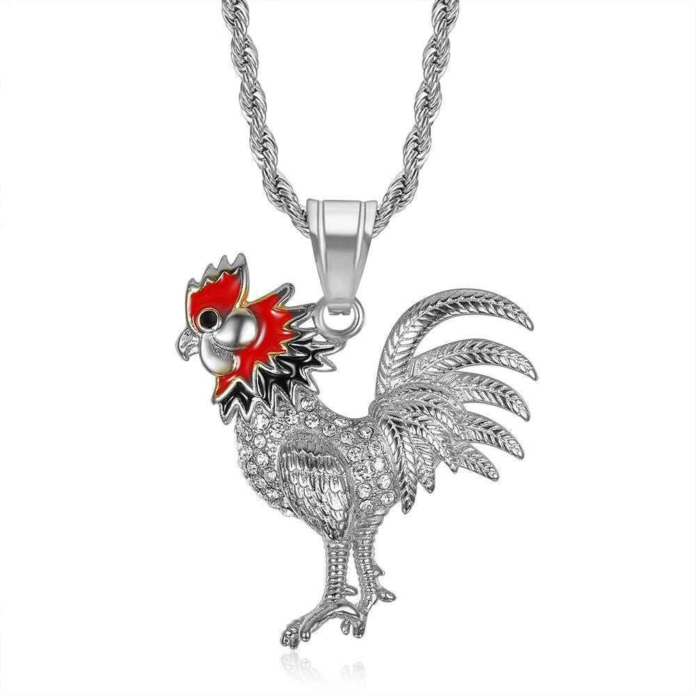 Zircon Necklace - Statement Gold Plated Rooster Pendant