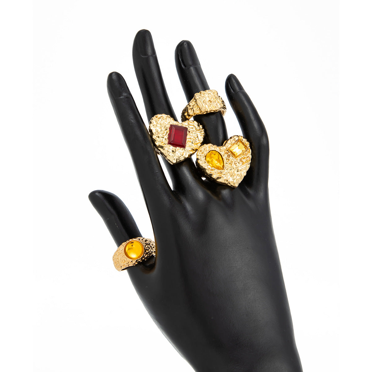Planderful Vienna Verve Lava Love Ring For Women Geometric Zircon Statement Jewelry