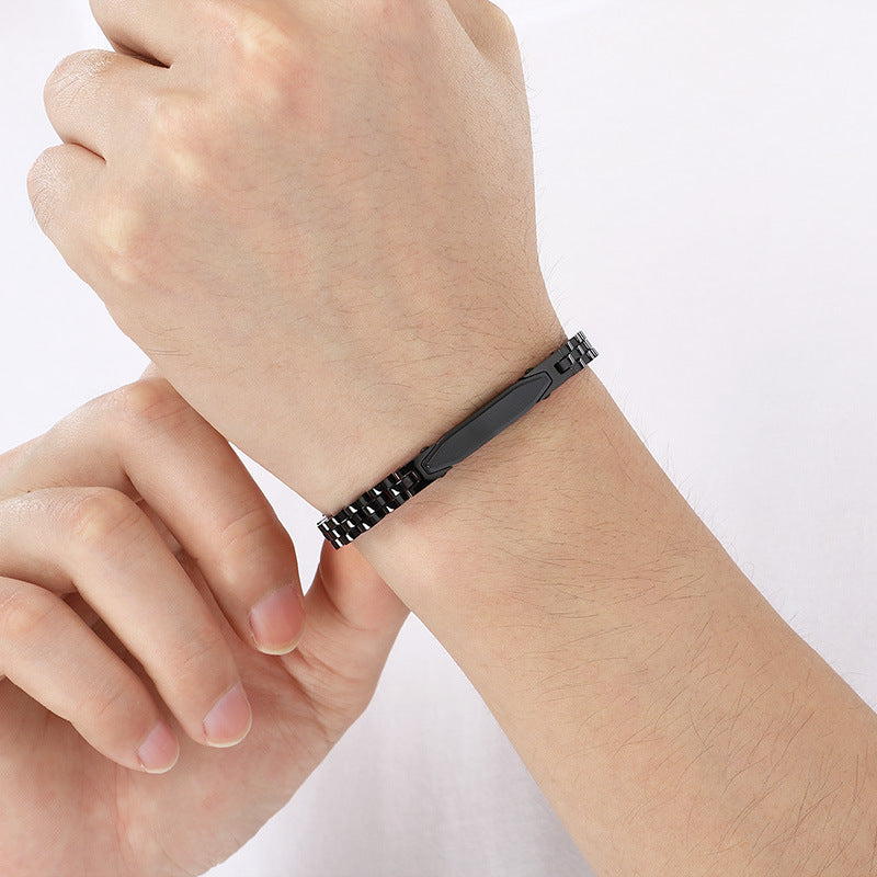 Couple Bracelet – Japan & South Korea 6mm Curved Bar Strap Chain Titanium Steel Unisex
