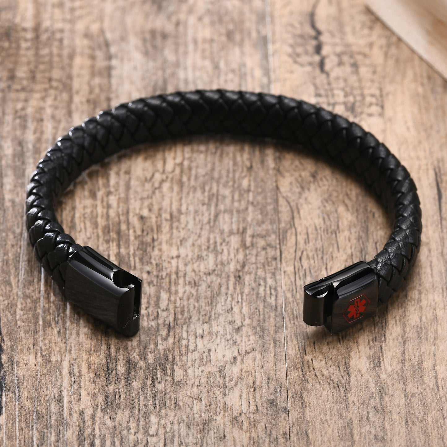 Stainless Steel Magnetic Buckle Red Medical Logo Bracelet for Men