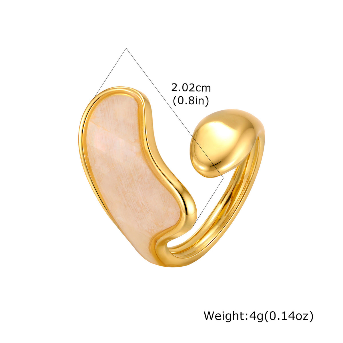 Hot-Selling Special-Shaped White Shell Stainless Steel Ring Design Leaf Opening