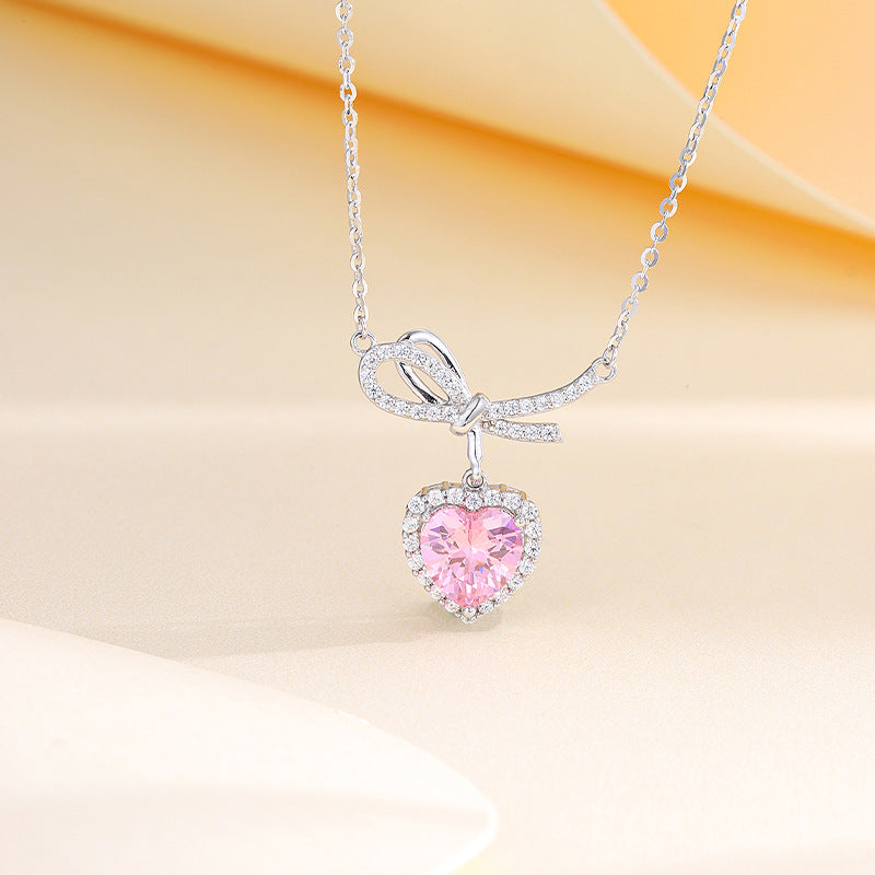 Bow Love 925 Sterling Silver Women's Pendant Necklace