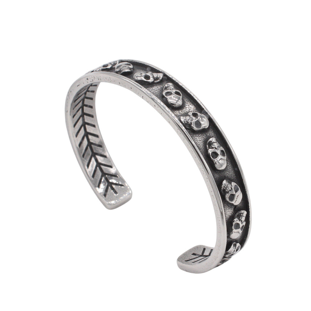 Planderful Titanium Skull Bracelet Unisex Opening Design Durable Protection Statement For Men And Women