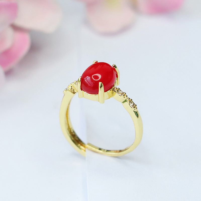 Palace Style Sterling Silver Ring with Green Chalcedony