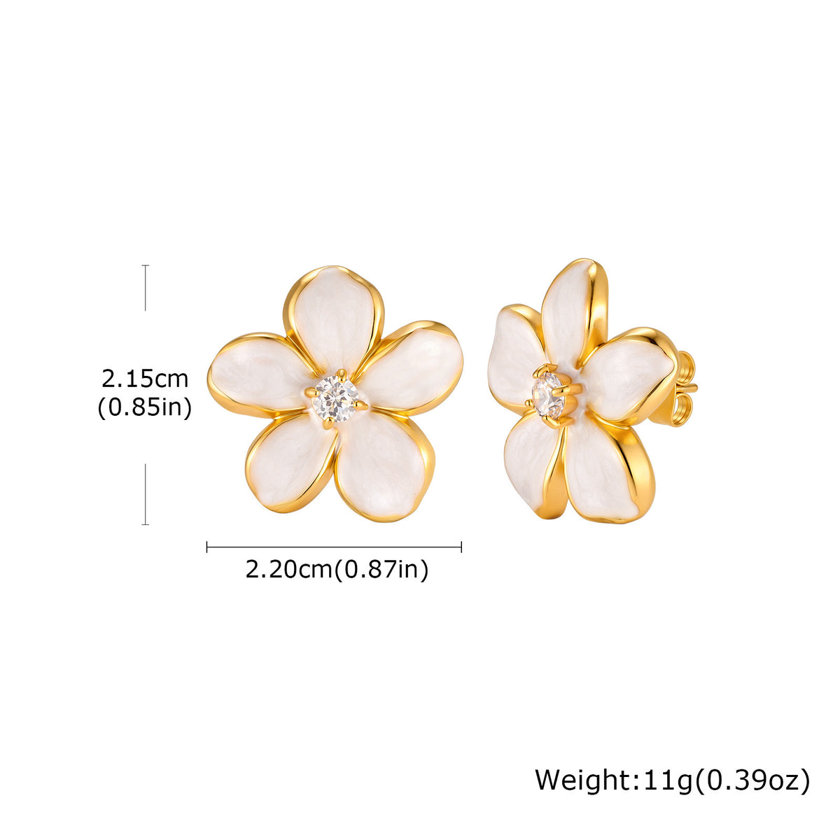 Stainless Steel Zircon Floral Earrings
