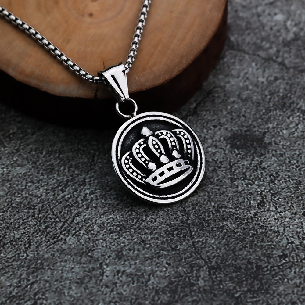 Cross-Border New Products Pendant Crown Round Men's Jewelry