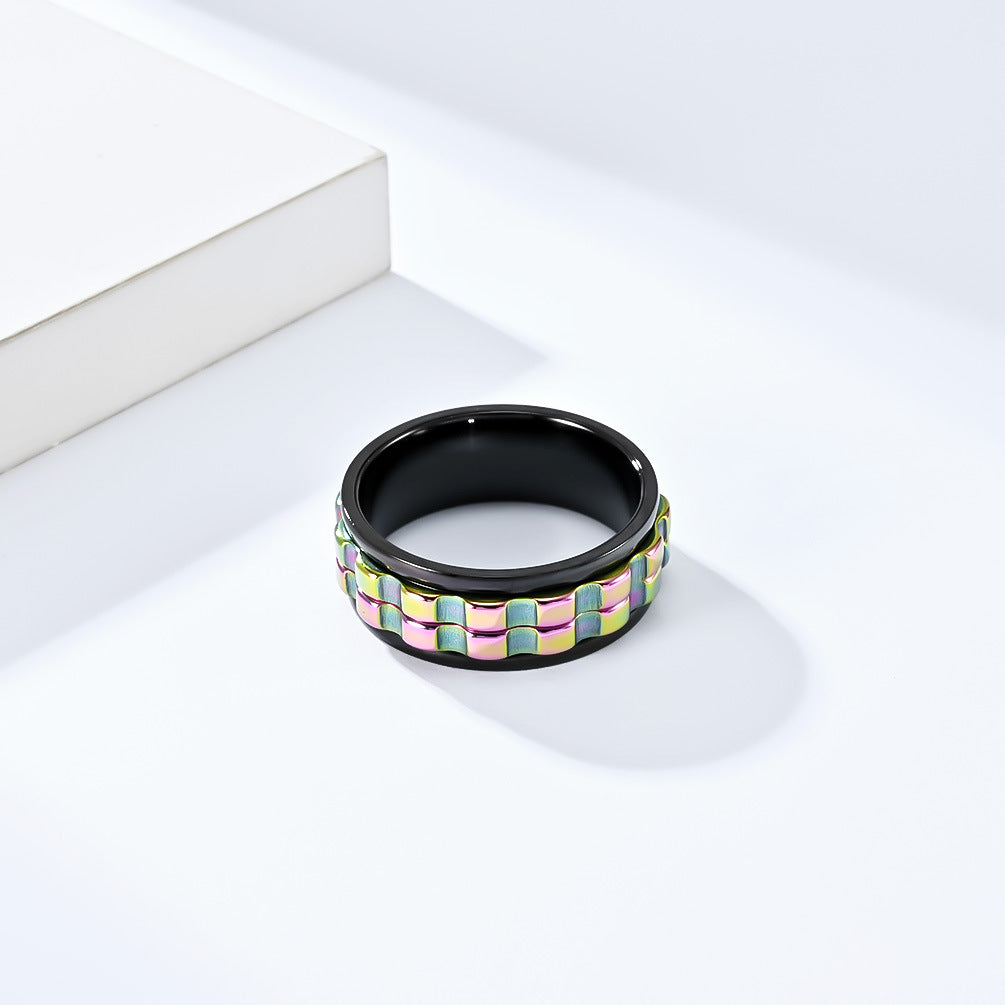 Cross-Border Amazon Rotatable Gear Decompression Ring for Men