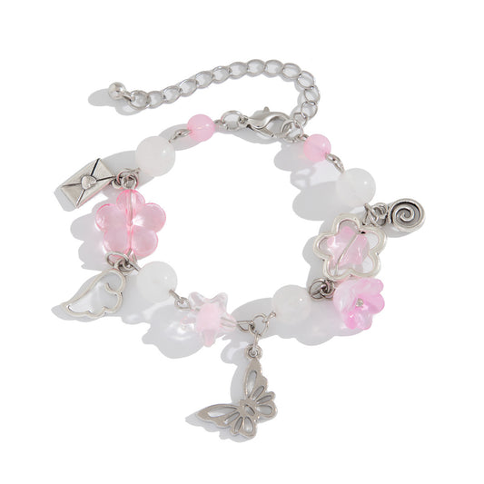 Planderful Vienna Verve Bracelet For Women Pastoral Bow Tassel Imitation Pearl Star Jewelry