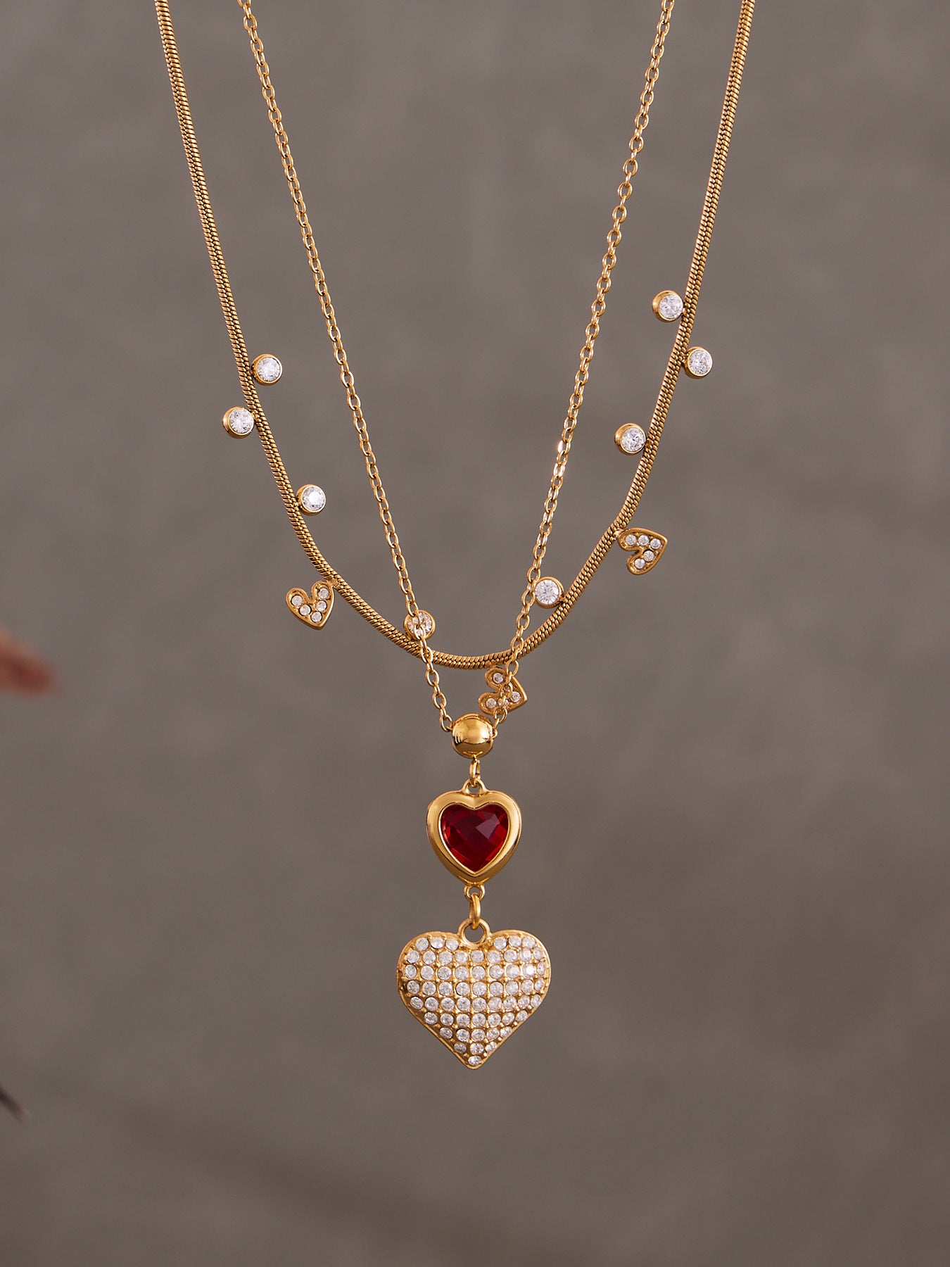 Planderful Light Luxury Heart Shaped Zircon Pendant Women
