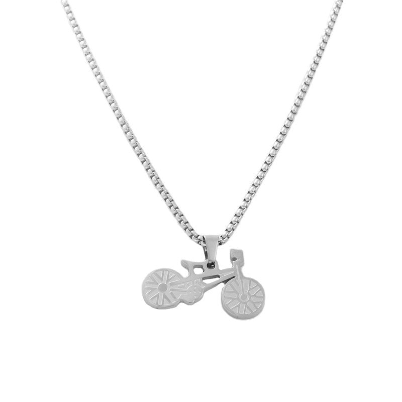 Trendy Titanium Steel Bicycle Pendant Necklace for Men - Retro Style