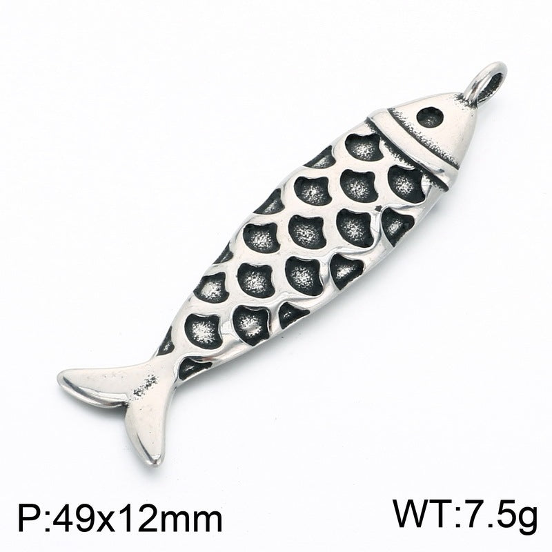 Beast Reptile Fish Titanium Steel Pendant Vintage Dragon Snake Crocodile Men's Stainless Steel Necklace