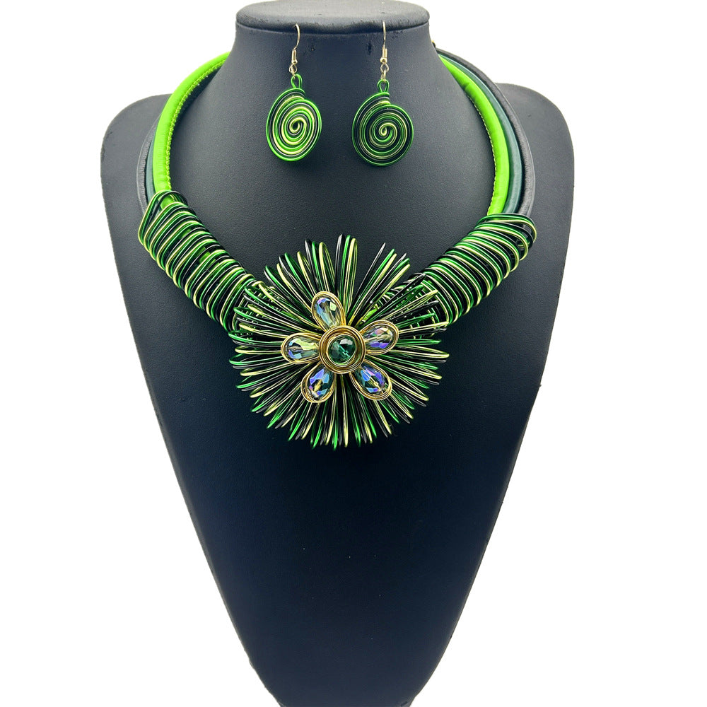Aluminum Flower Handmade Necklace Set - Savanna Rhythms Collection