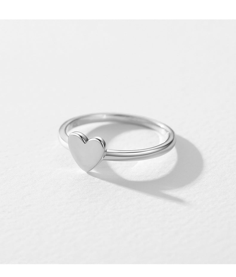 S925 Sterling Silver Zircon Love Ring - Versatile, Simple, and Sweet