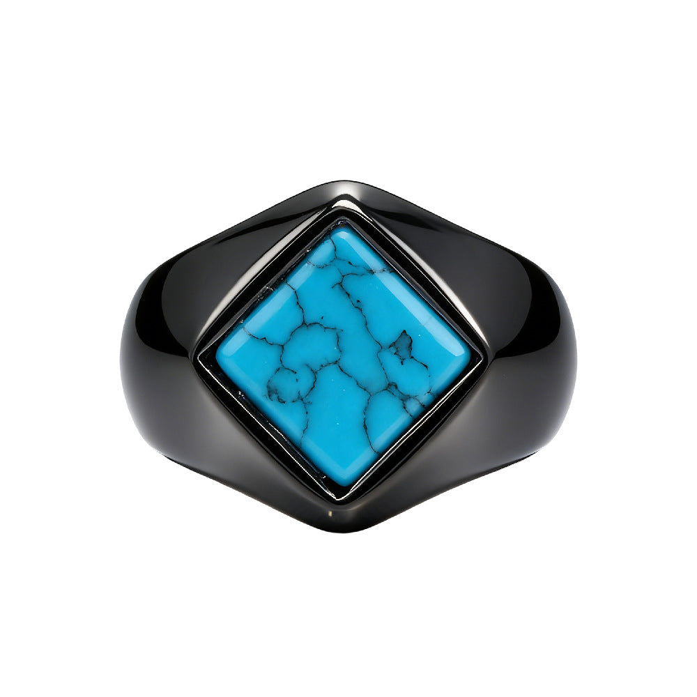 Planderful Titanium Steel Ring Unisex Geometric Quadrilateral Rhombus Design For Everyday Genie Protection