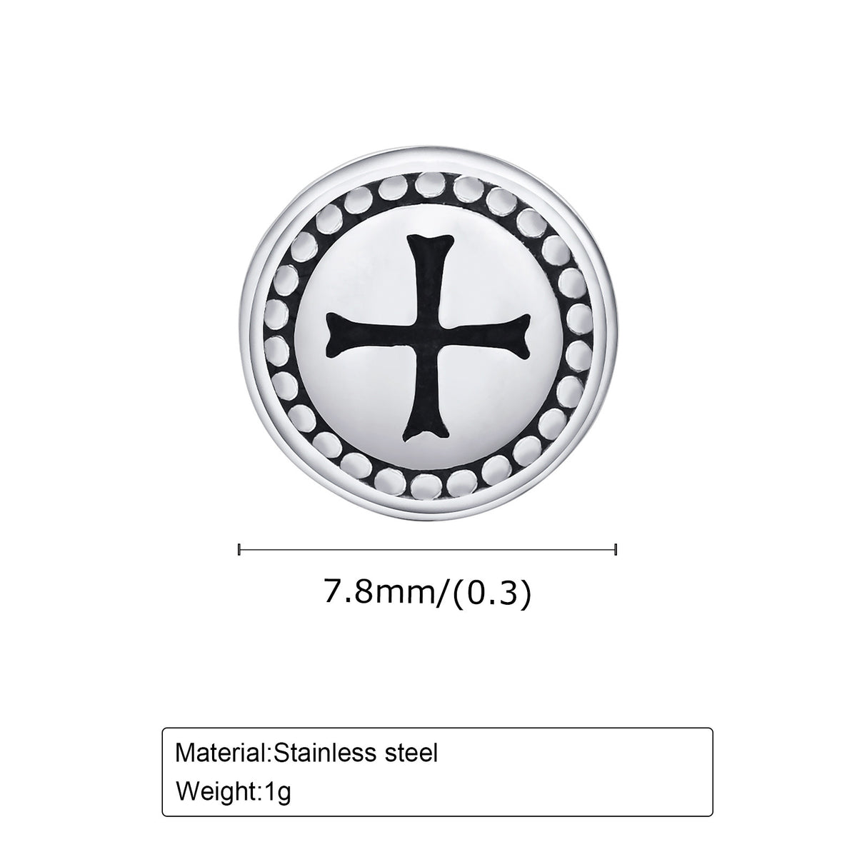 Cross Stainless Steel Earring — Single
