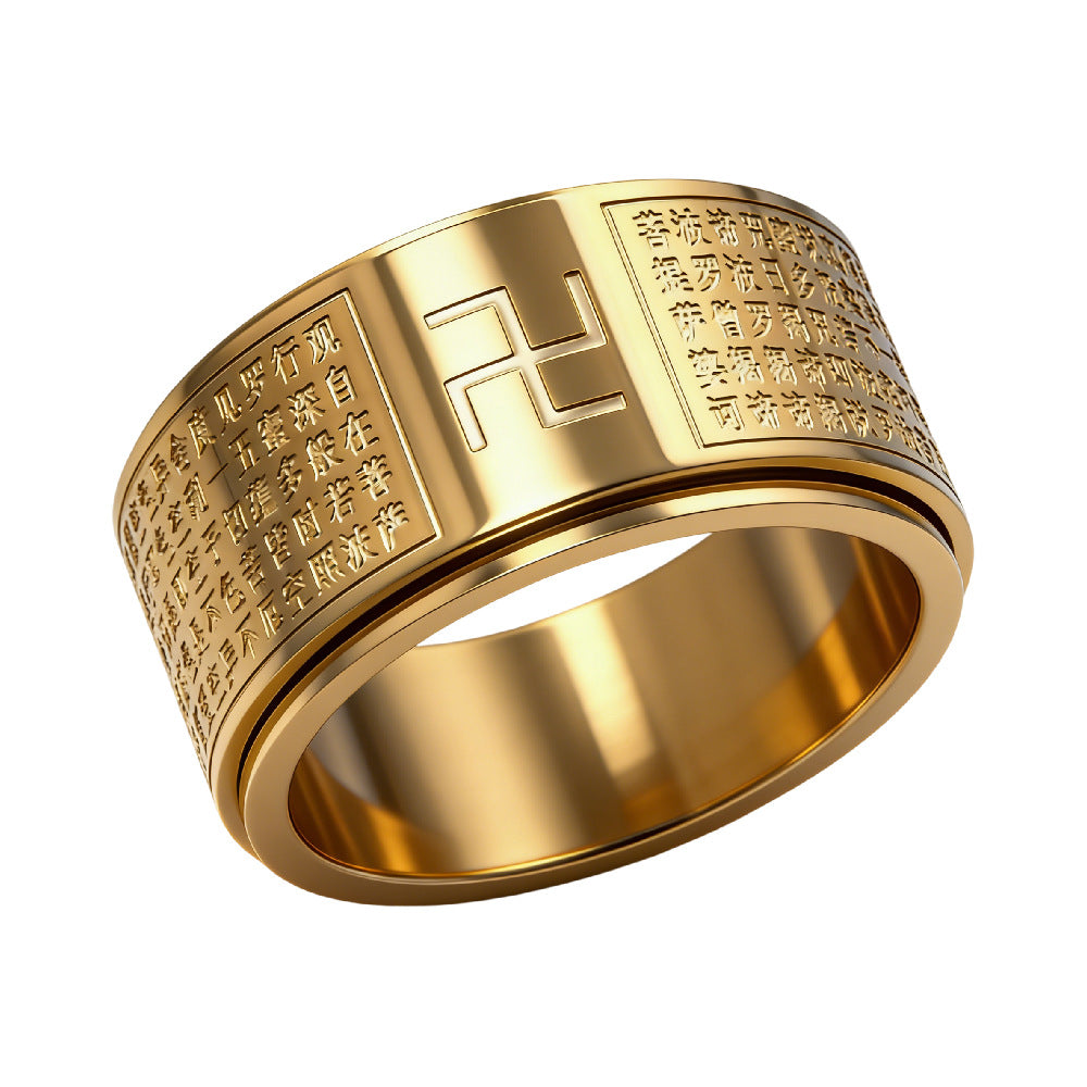 Planderful Stainless Steel Ring For Men Unisex Protective Buddha Charm Durable Statement Ring