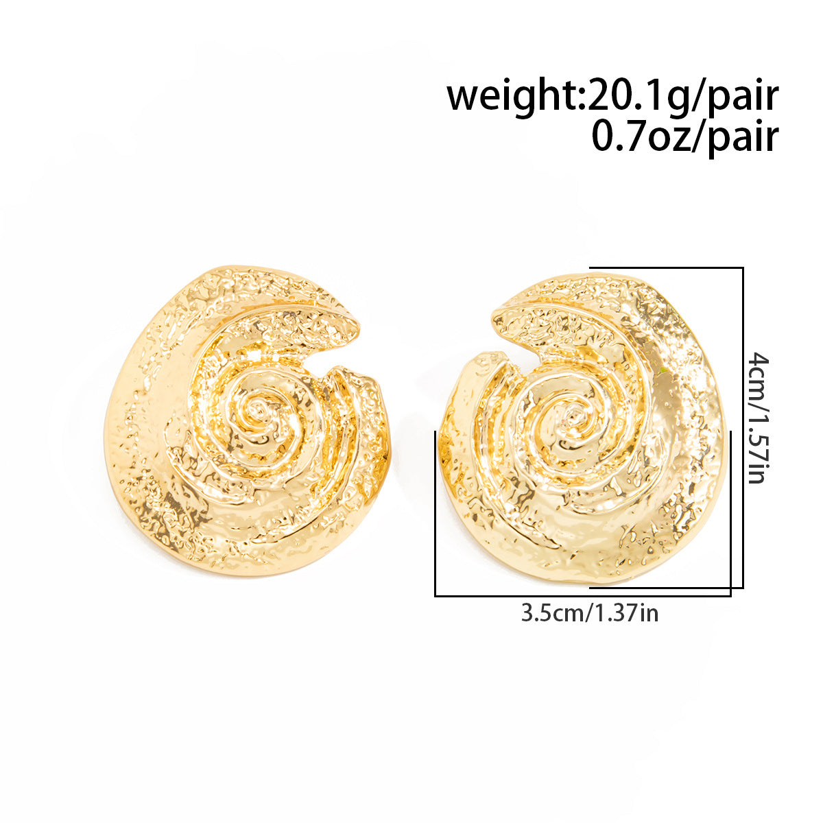 Planderful Geometric Stud Earrings Heavy Industry Texture Alloy Hammer Vortex Design For Women Statement Jewelry