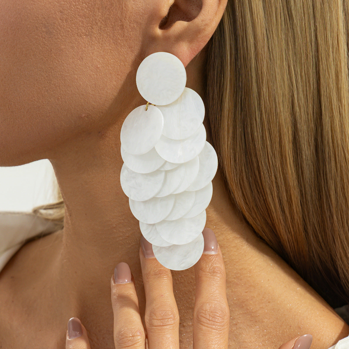 Planderful Vienna Verve Acrylic Disc Earrings For Women Fringed Statement Jewelry