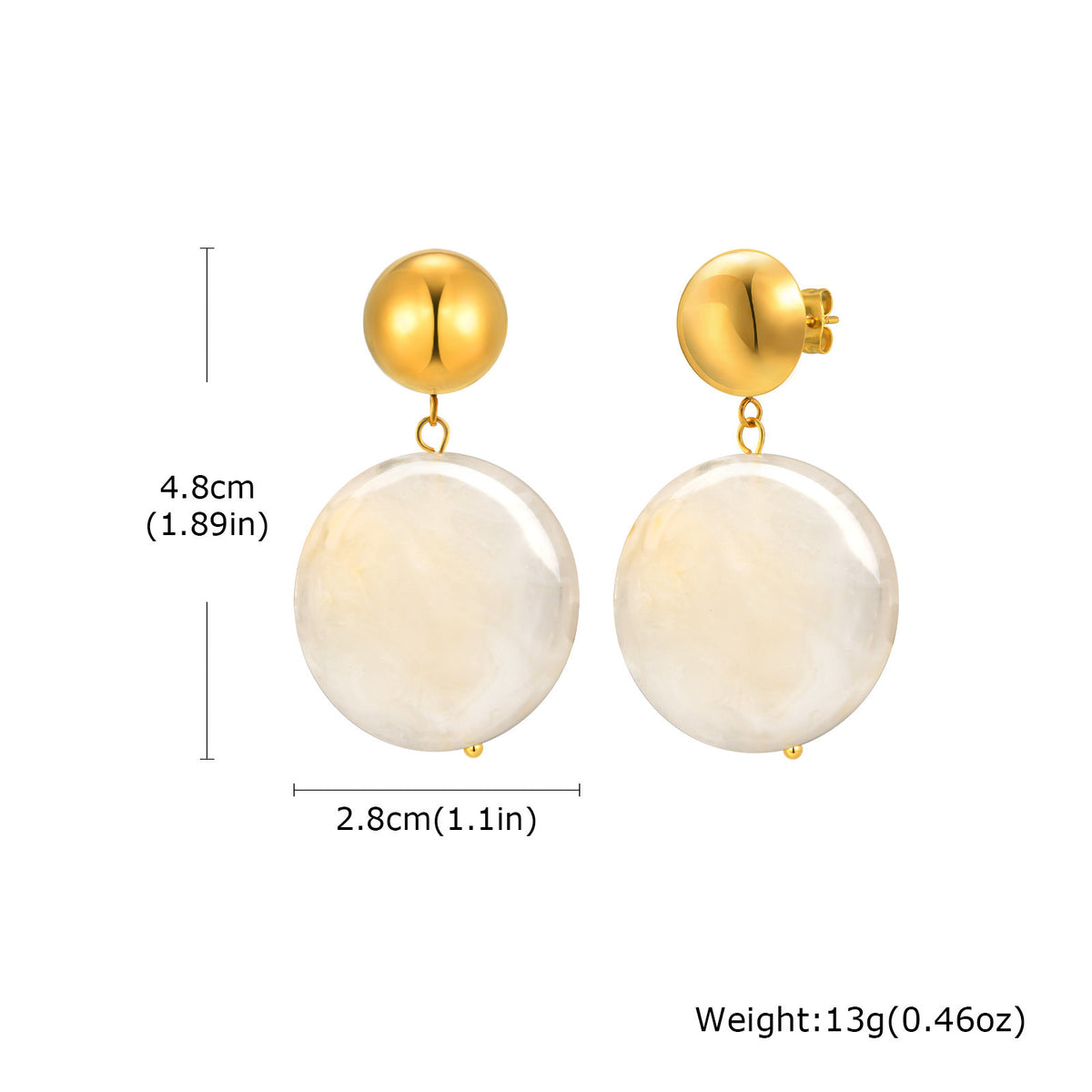 Gold-Tone Ivory Shell-Disc Drop Earrings