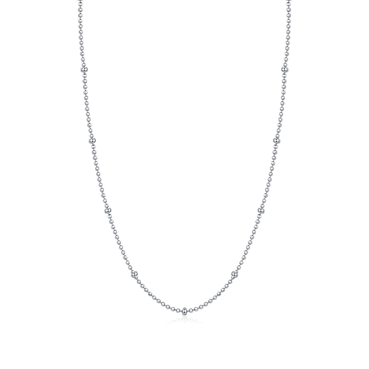 925 Sterling Silver Red Beaded Round Necklace