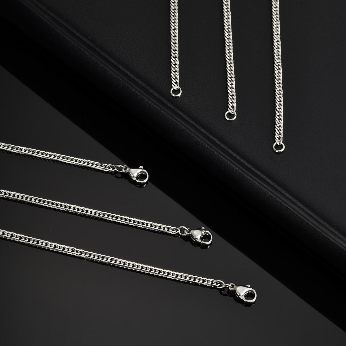 Stylish Men's Collarbone Chain Sweater Chain Stainless Steel Encrypted Four-Sided Necklace