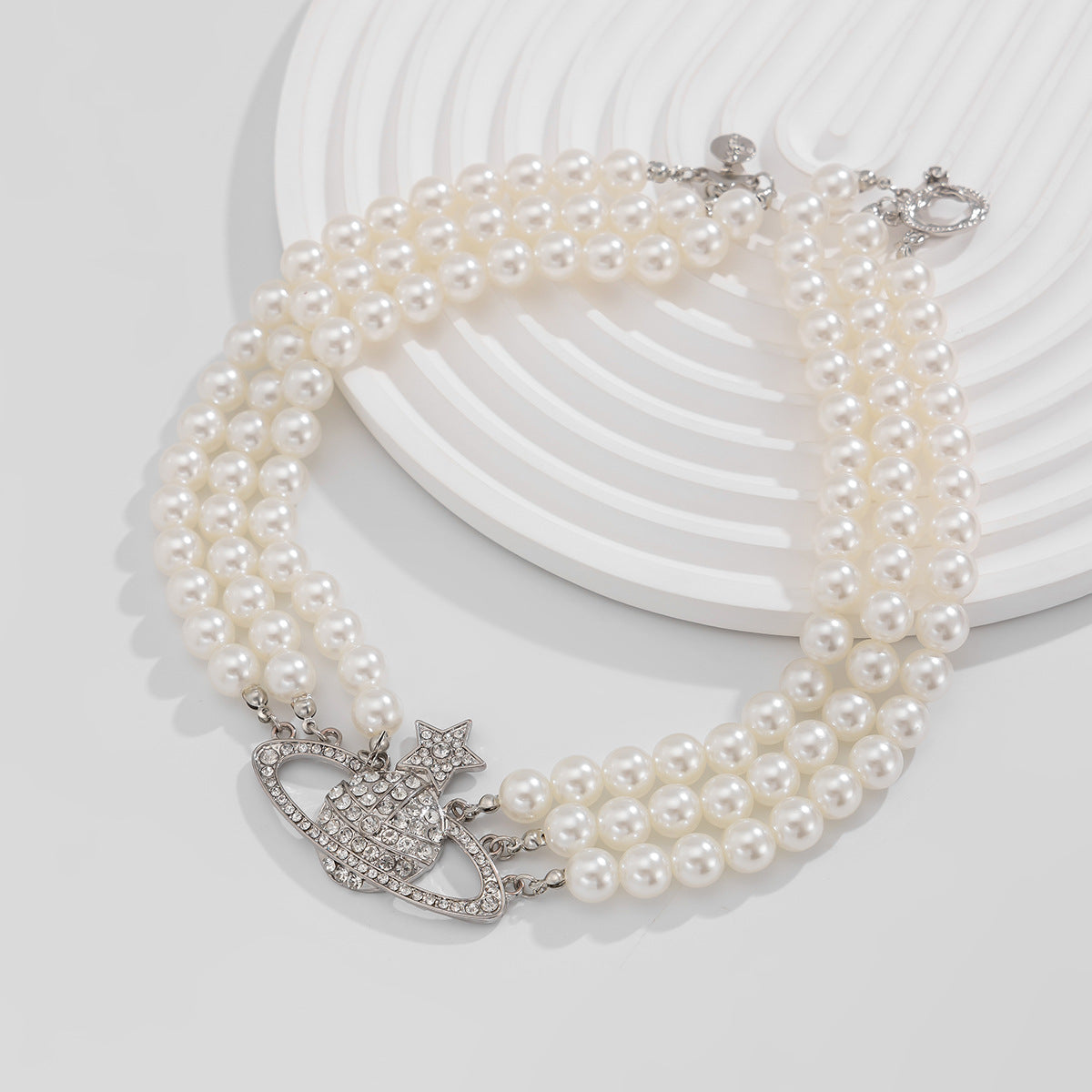 Pearl Planet & Star Fringe Layered Necklace