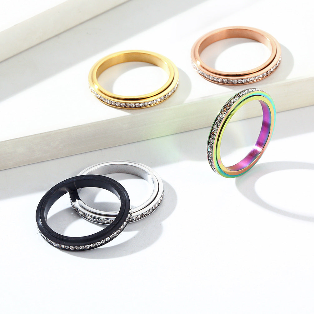 Planderful Zircon Rotating Stack Ring For Women Elegant Light Luxury Jewelry Everyday Genie