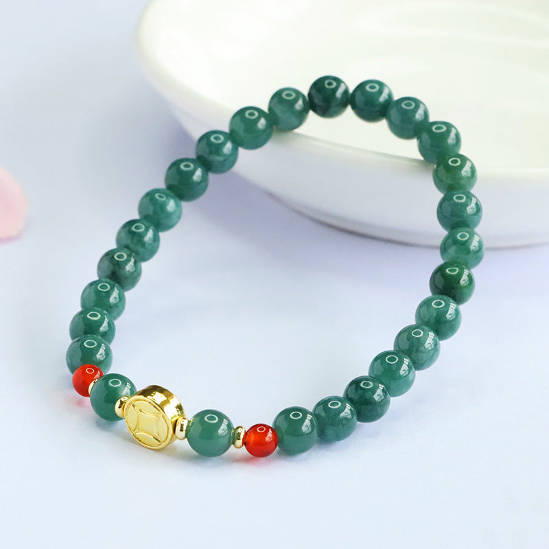 Blue Water Jadeite Agate Style 2 Beaded Bracelet