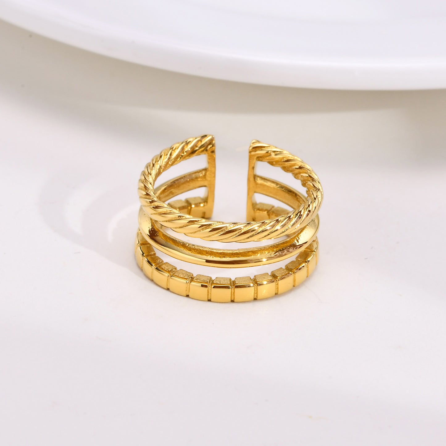 Titanium Steel Geometric Ring Gold Women's Jewelry Open Ring