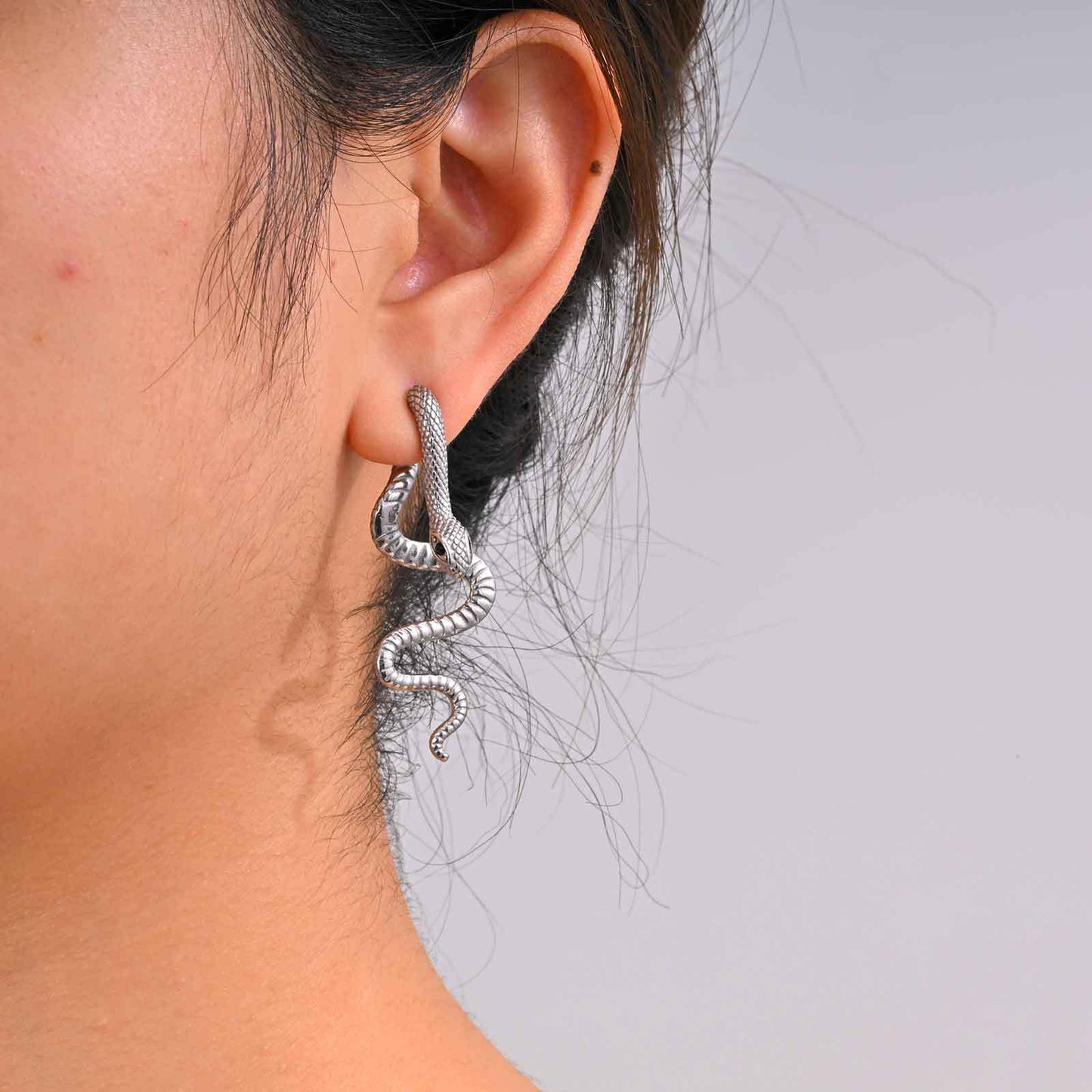 Planderful Ladies Snake Earrings Stainless Colorful Zircon