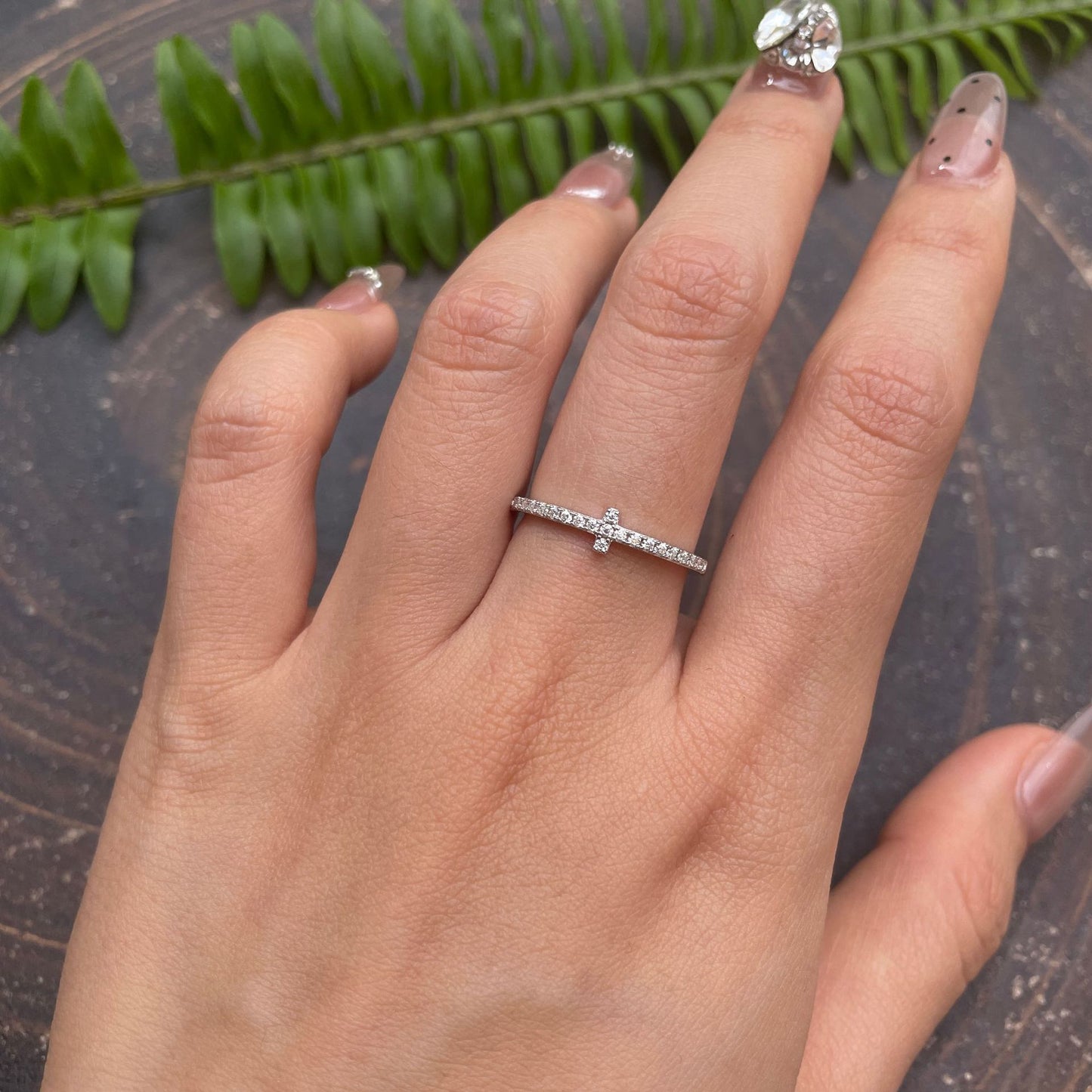 Planderful Moissanite Cross Ring Sterling Silver S925 For Ladies Sparkling Daily Wear D VVS 3EX