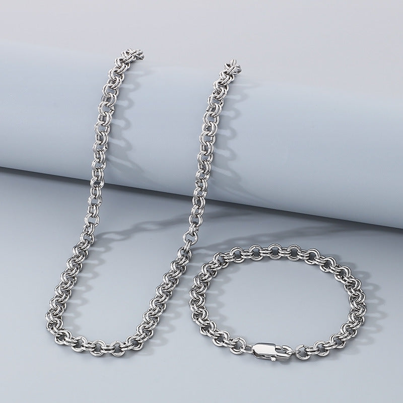 Stainless Steel Double Circle O Chain Bracelet Unisex