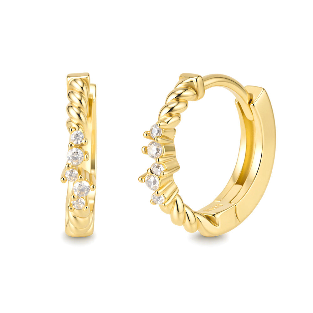 S925 Sterling Silver Zircon Earrings Ear Buckles Exquisite