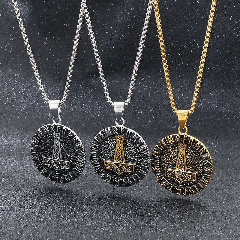 Planderful Thor Hammer Pendant Men Double Sided Stainless