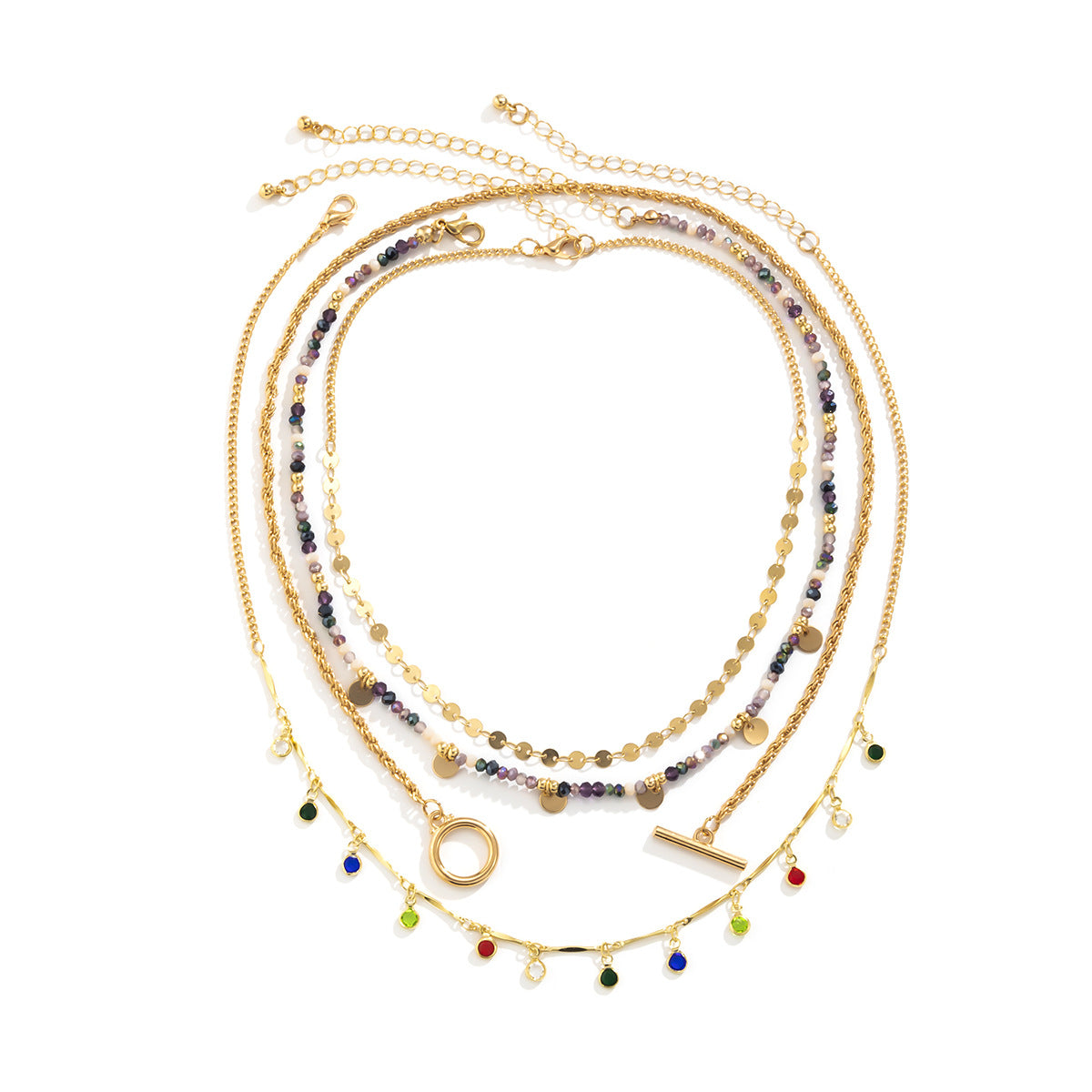 Ethnic Crystal-Style Fringe Necklace Set