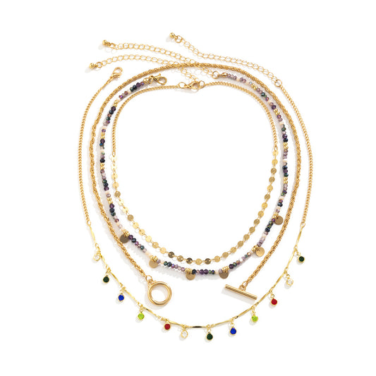 Ethnic Crystal-Style Fringe Necklace Set