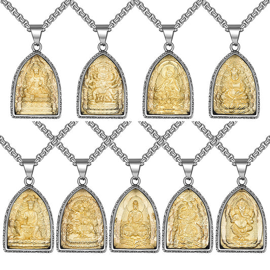 Titanium Steel Necklace – Vintage Thai Amulet Style For Everyday Winter Wear Gift For Boyfriend