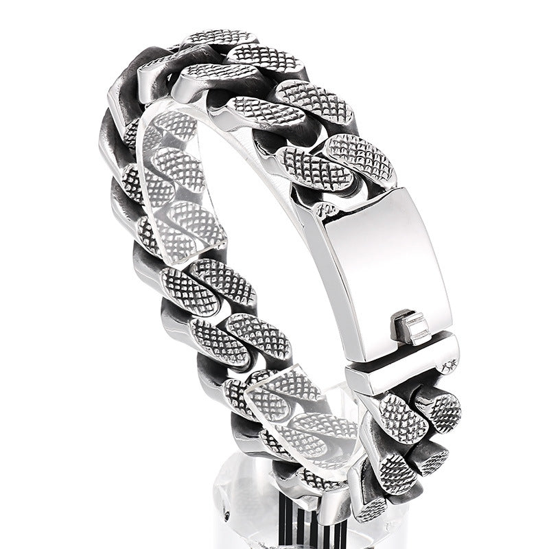 Punk Retro Stainless Steel Cuban Chain Bracelet for Men - Trendy and Personalized Accessory
