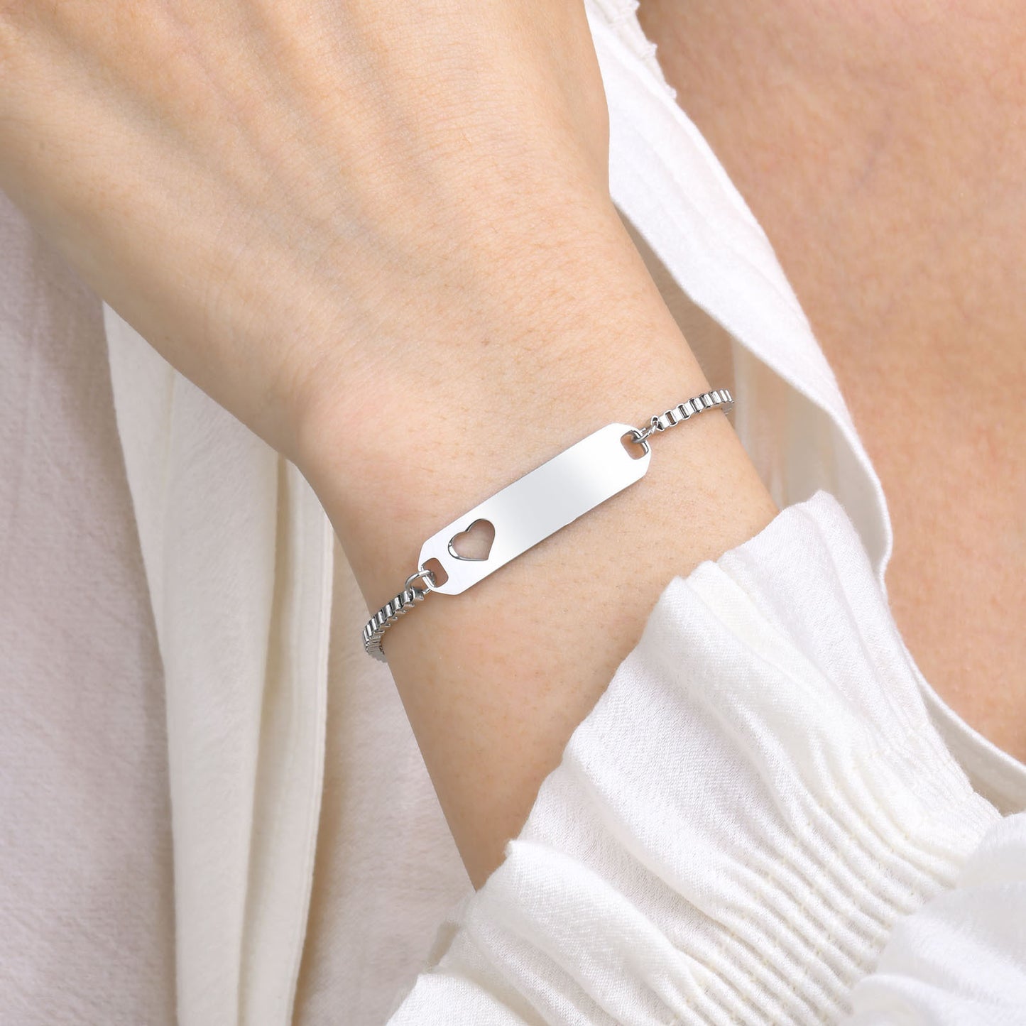 Personalized Simple Stainless Steel Curved Box Chain Bracelet