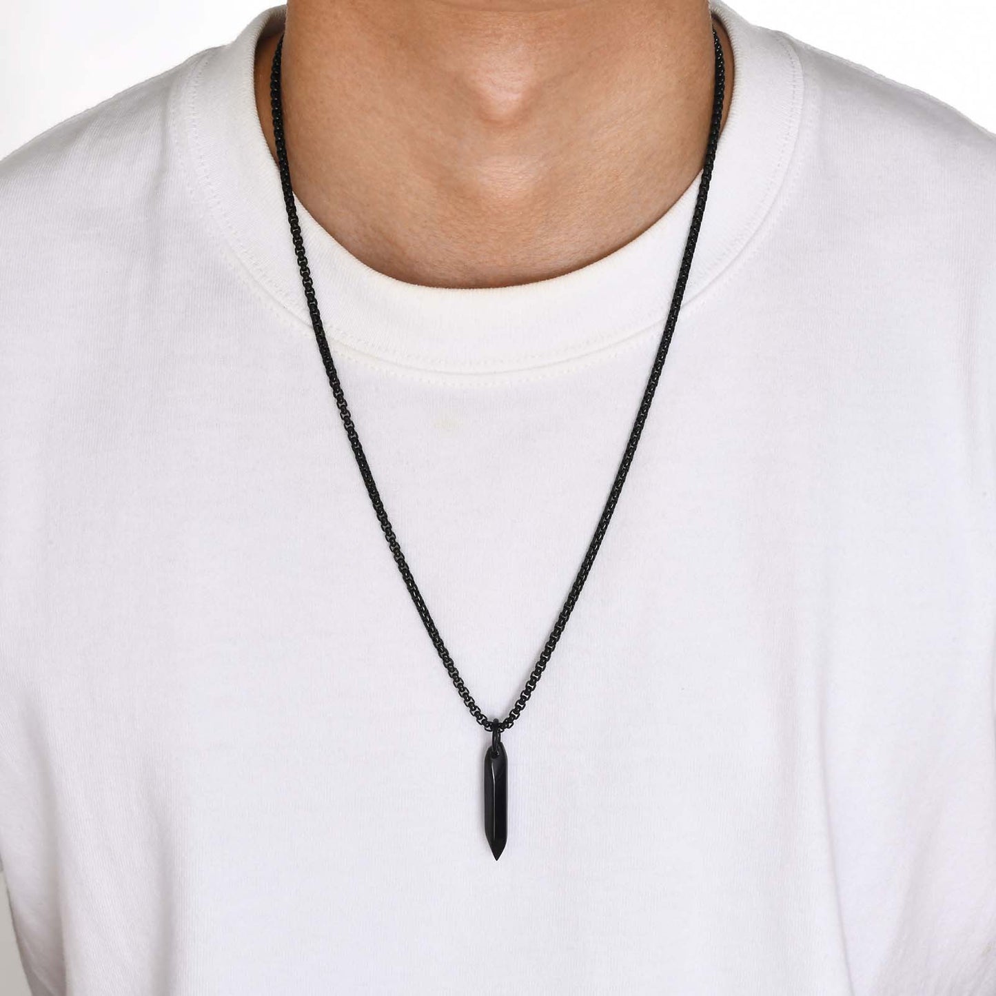 Stainless Steel Pointed 6-Sided Nail Pendant Men's Necklace