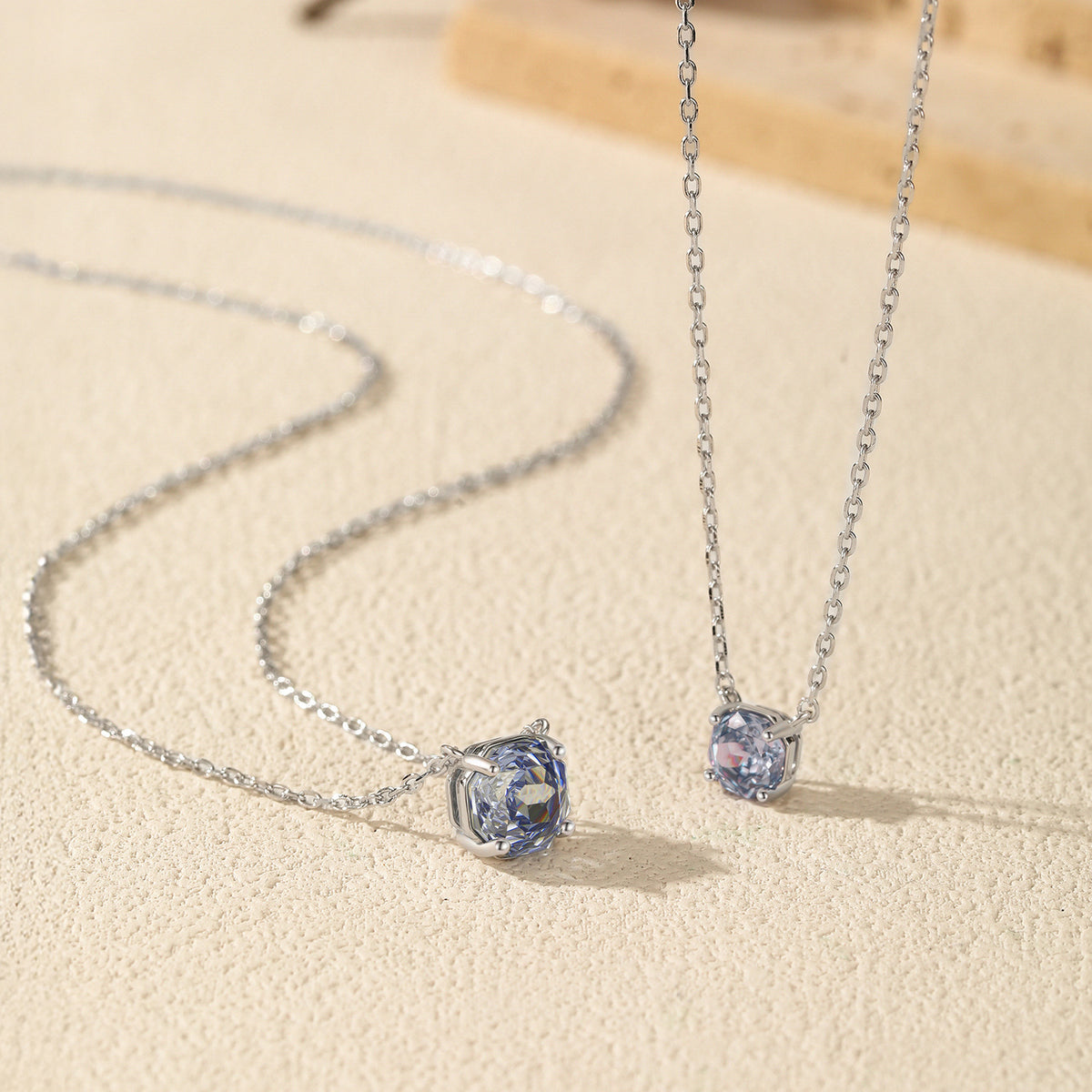 925 Sterling Silver Tanzanite-Color Rose-Cut Zircon Necklace
