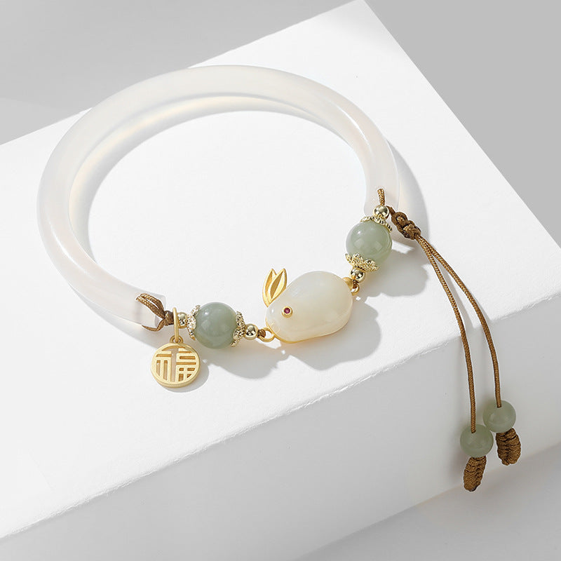 Handwoven Jade Chalcedony Sterling Silver Bracelet