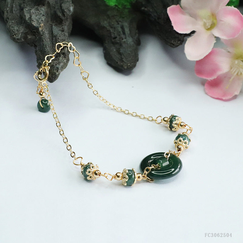 Blue Water Jadeite Peace Ring 15 mm Bracelet