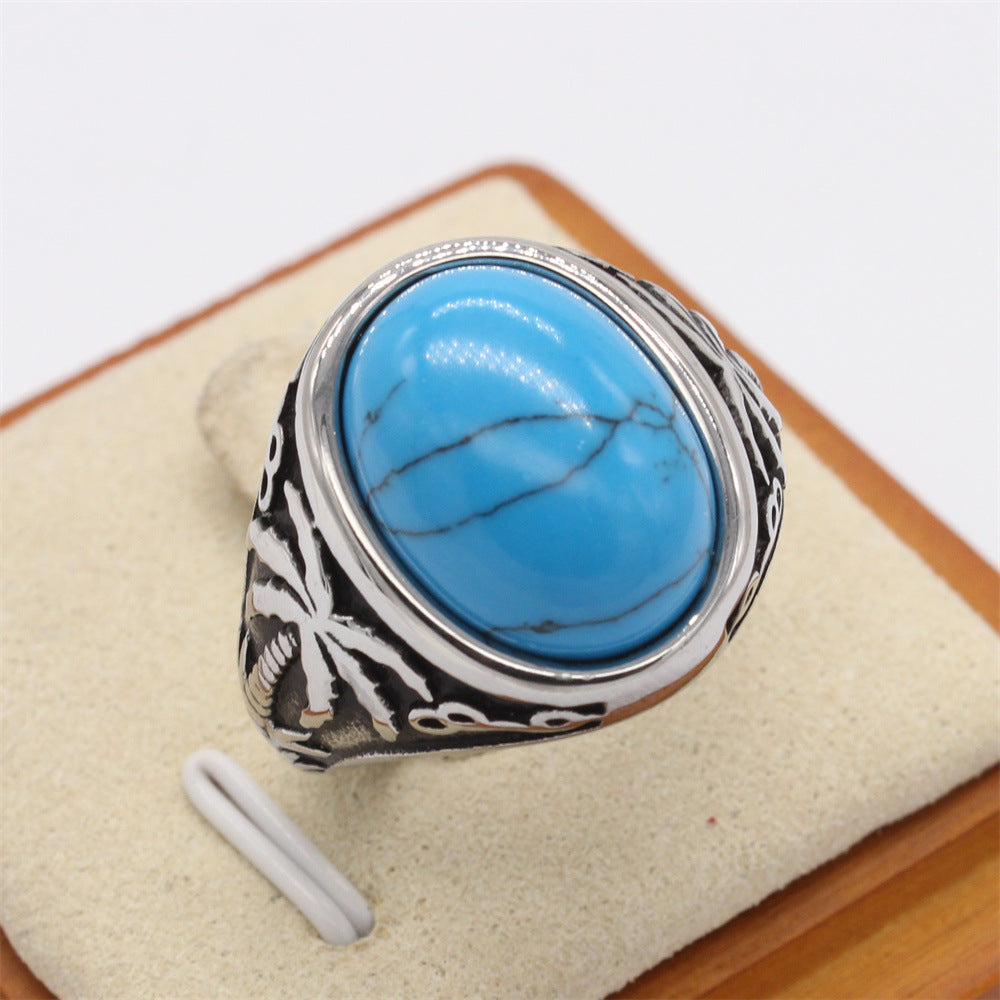 Planderful Unisex Steel Ring With Titanium Finish Durable Statement Retro Style For Men And Women
