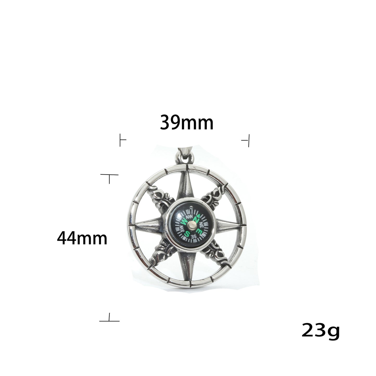 European And American Titanium Steel Compass Pendant Necklace
