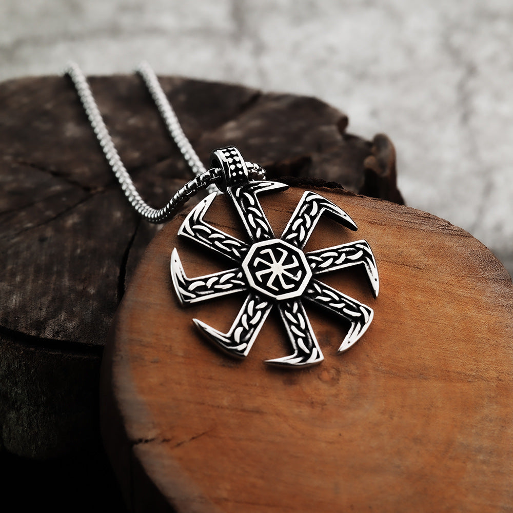 WISH New Viking Slavic Rune Logo Stainless Steel Amulet Necklace